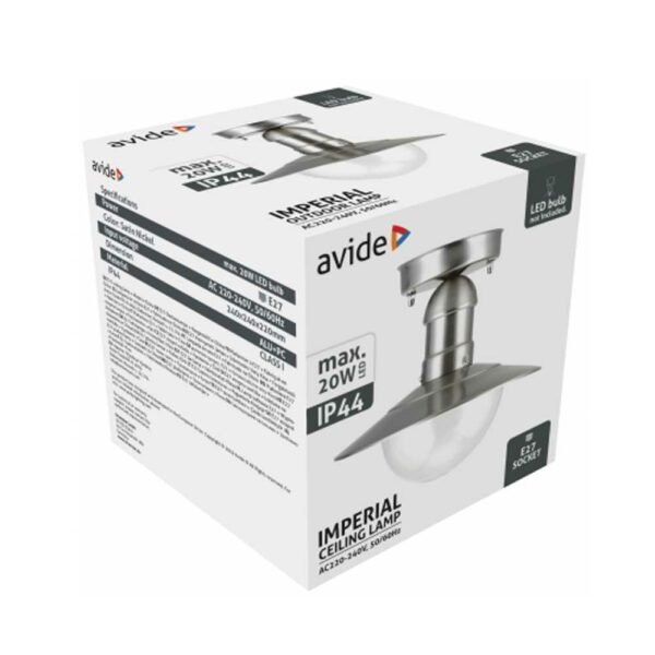 Avide Outdoor Ceiling Lamp Imperial 1xE27 IP44 Stainless Steel - Image 2