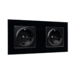 GERMAN TYPE DOUBLE SOCKET 16A GLASS FRAME BLACK