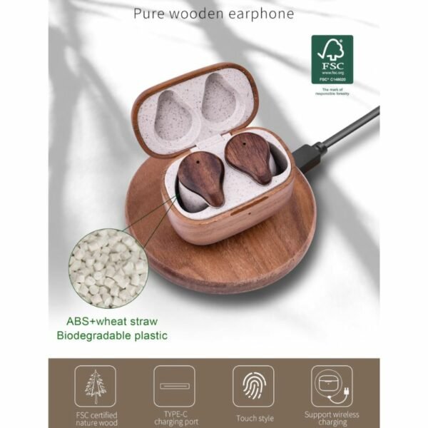 Akai BTE-W300ENC Bamboo ασύρματα ακουστικά με Bluetooth, handsfree, TWS, ENC και ΝΤC - Image 5