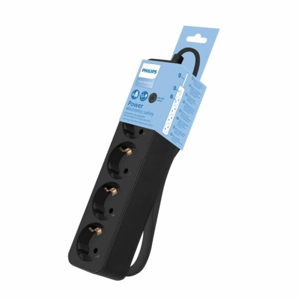 Philips CHP2145B/GRS Πολύπριζο 4 θέσεων με προστασία και καλώδιο 1.5m Μαύρο - Image 2