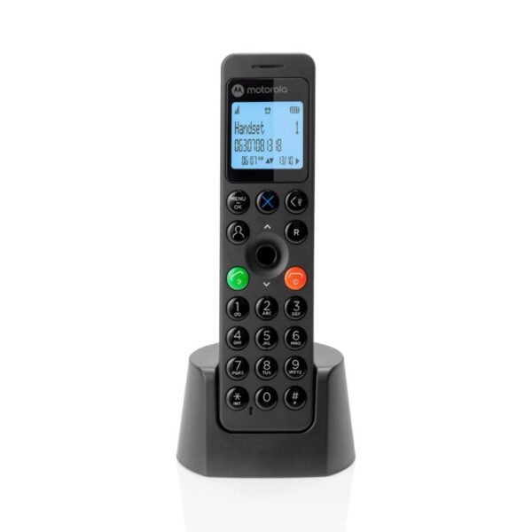 Motorola DOT201 Μαύρο ασύρματο τηλέφωνο DECT GAP με φωτιζόμενη οθόνη