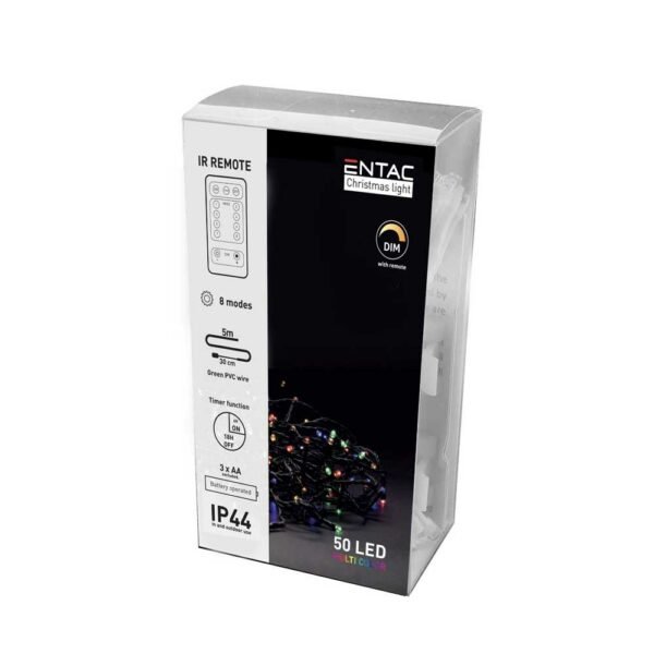 Entac Christmas IP44 Light 50 LED Ψυχρό Φως 5m with IR Remote (3AA) - Image 2