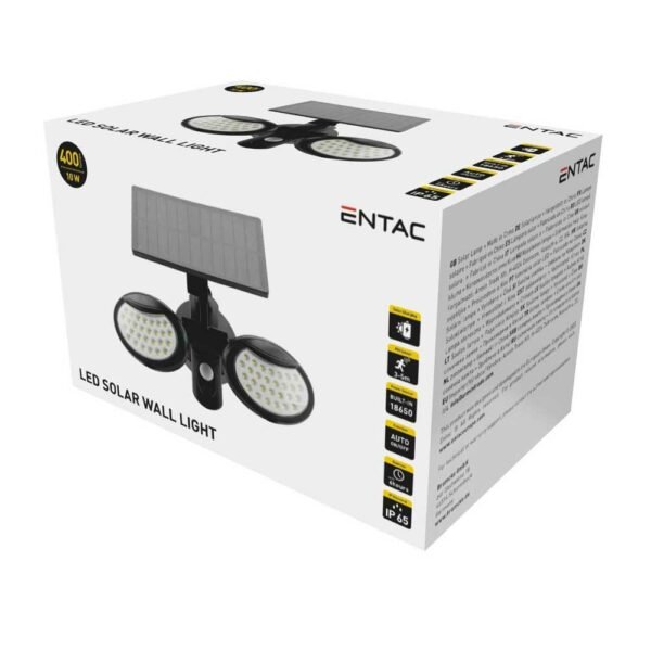 Entac ESL2H-SMD Στεγανός Ηλιακός Προβολέας IP65 Ισχύος 10W με Αισθητήρα Κίνησης και Αισθητήρα Φωτός σε Μαύρο χρώμα 15.007.0055 - Image 2