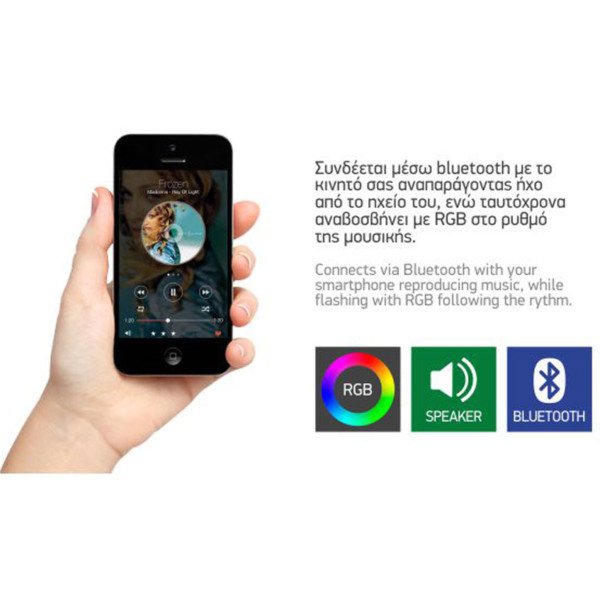 Λάμπα Led με Ηχείο και Bluetooth E27 22W 3000K Θερμό Λευκό / 4.5W-RGB Spotlight - Image 3