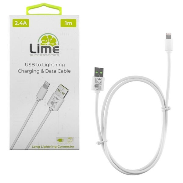 Lime LUL01 Λευκό Kαλώδιο USB-Α σε Lightning Long 2.4A