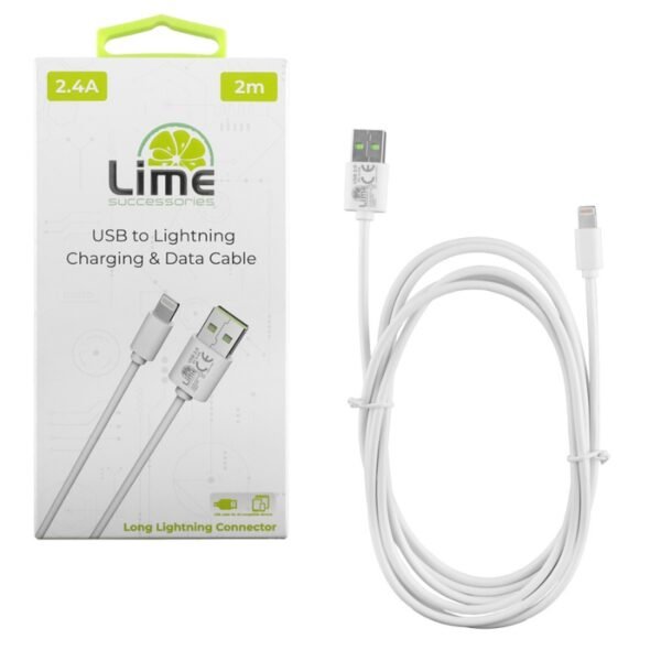 Lime LUL02 Λευκό Kαλώδιο USB-A σε Lightning Long 2.4A