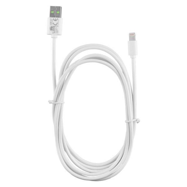 Lime LUL02 Λευκό Kαλώδιο USB-A σε Lightning Long 2.4A, 2m για φόρτιση και δεδομένα-12W - Image 4