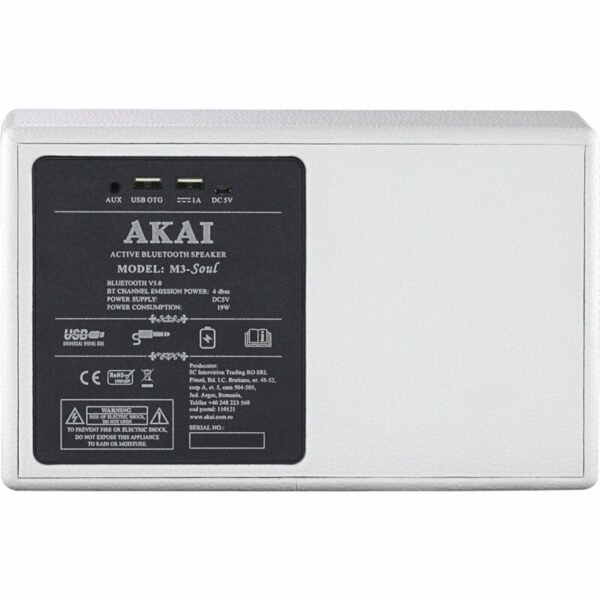 Akai M3-Soul White Φορητό ηχείο Bluetooth με USB, Aux-In και USB για φόρτιση – 20W - Image 3