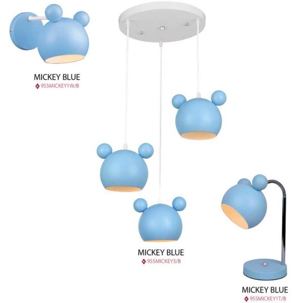 Φωτιστικό Παιδικό 3Φ Mickey Μεταλλικό Ροζ 955MICKEY3/P Elmark - Image 4