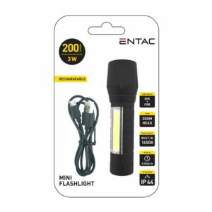 MINI FLASHLIGHT 3W+COB Επαναφορτιζόμενος