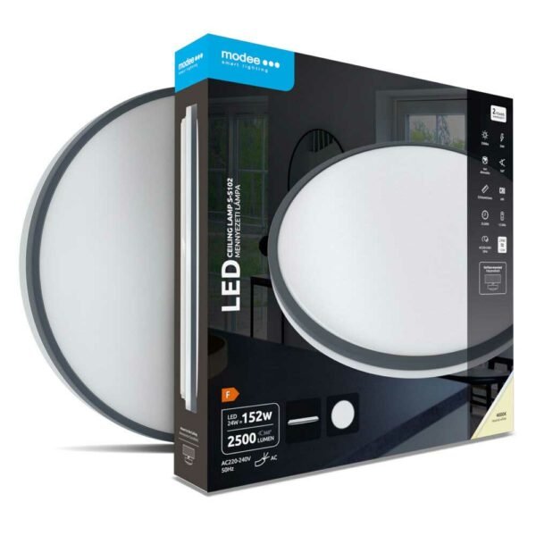 Modee Πλαφονιέρα 24W LED 4000K D330x60mm S-S102 με Γκρί Δακτύλιο (2500 lumen) ERP