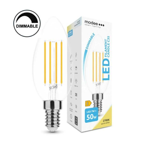 Modee Λάμπα Dimmable LED Filament Κερί C35 7W E14 360° 2700K (806 lumen) Θερμό Λευκό