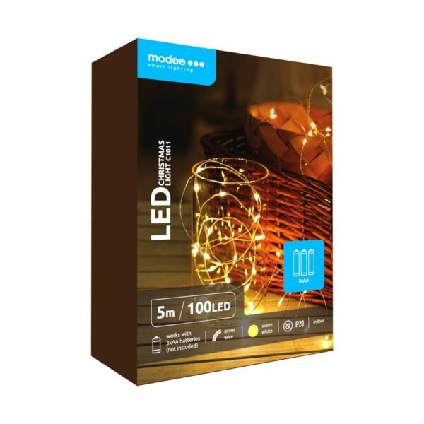 Modee Lighting  (100LED/5m/5cm) LED Σειρά Χαλκός για Μπαταρίες  Θερμό Λευκό