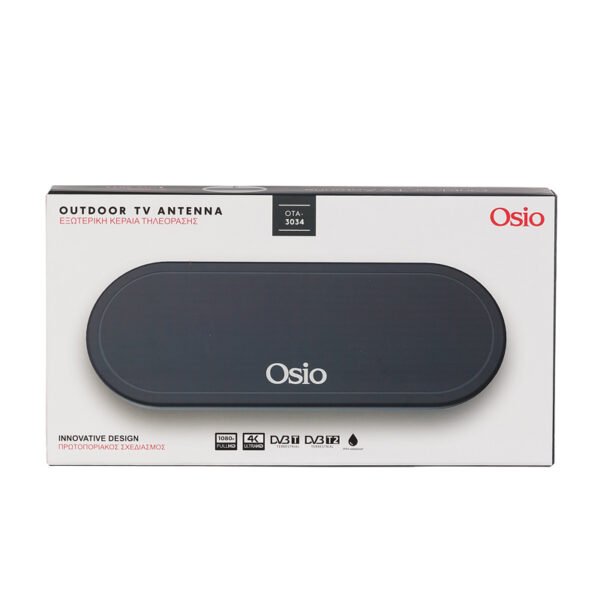 Osio OTA-3034 Μαύρη αδιάβροχη κεραία τηλεόρασης εξωτερικού χώρου IPX4, 1080p+4K – 25.5 x 9.5 x 2.5cm - Image 8