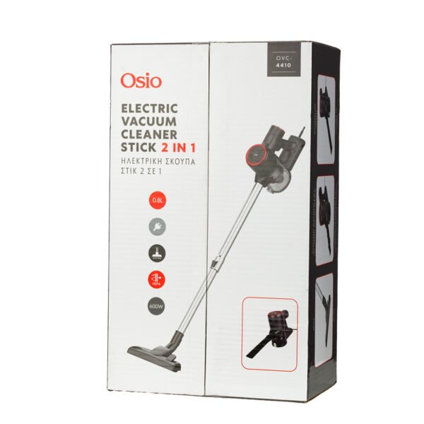 Osio OVC-4410 Κόκκινη/μαύρη ηλεκτρική σκούπα στικ 2 σε 1 με καλώδιο 6μ., 0.8L – 600W - Image 12