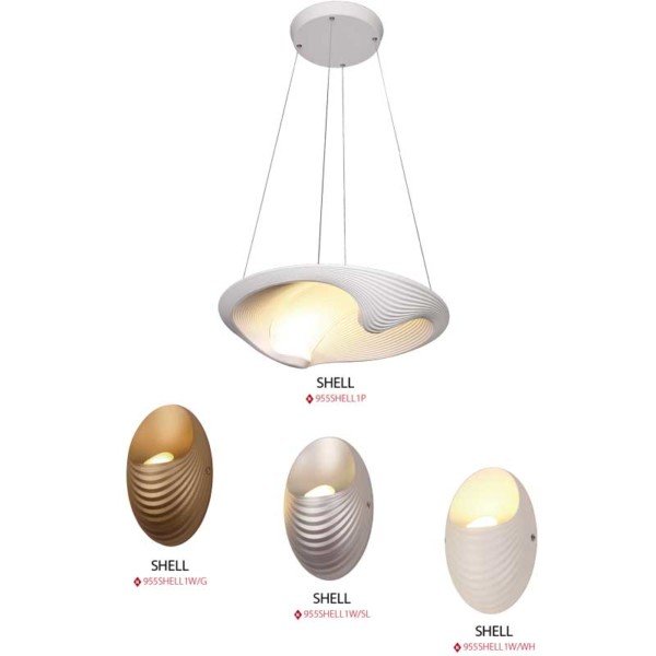 Απλίκα LED 5W Shell Πλαστική Ασημί Χρώμα 955SHELL1W/SL Elmark - Image 2
