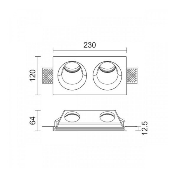 Spot Light 6501 Παραλληλόγραμμο Γύψινο Χωνευτό Σποτ με Ντουί GU10 σε Λευκό χρώμα 23x12cm - Image 2