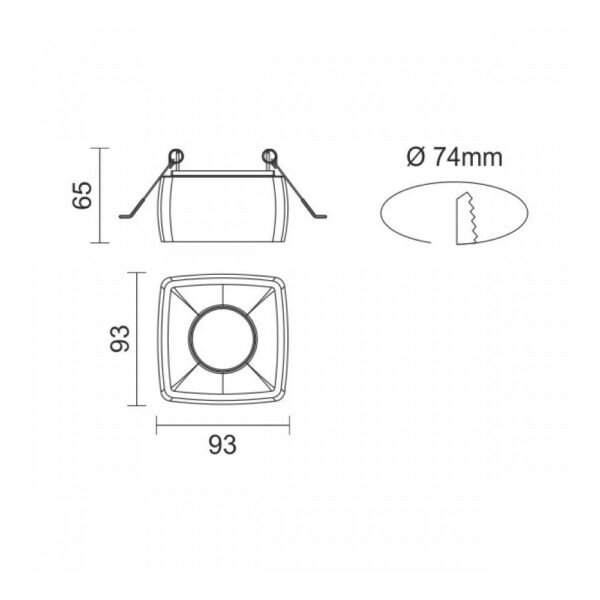 Spot Light 6507 Τετράγωνο Γύψινο Χωνευτό Σποτ με Ντουί GU10 σε Λευκό χρώμα - Image 2