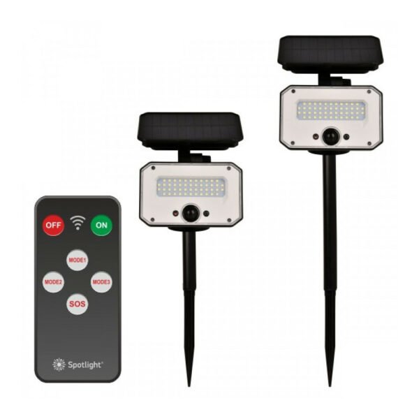 Spot Light 6635 Ηλιακός Προβολέας IP54 Ισχύος 8W με Αισθητήρα Κίνησης και Τηλεχειριστήριο και Ψυχρό Λευκό Φως σε Μαύρο χρώμα - Image 3
