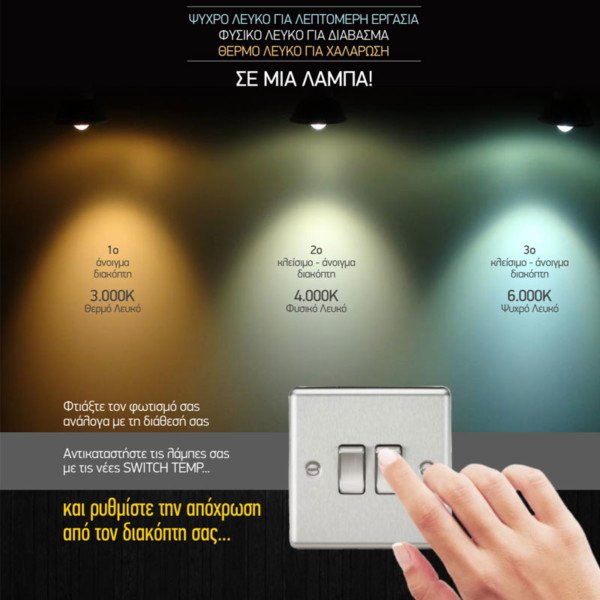 Λάμπα LED 3 χρωμάτων με επιλογή 5W E14 3/4/6000K - Image 2