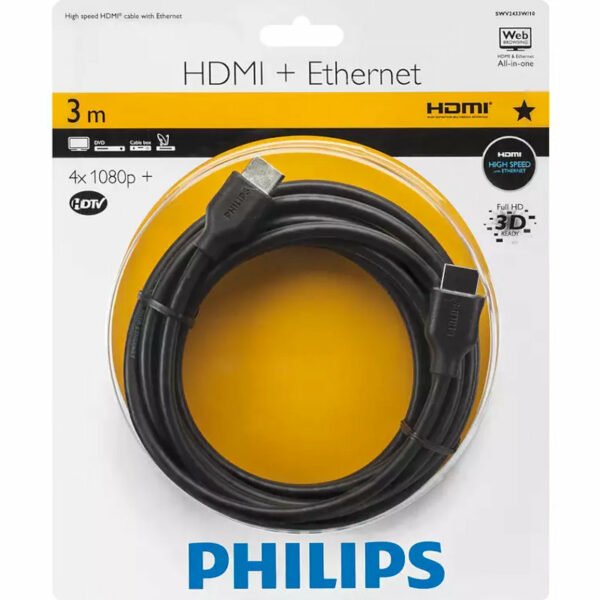 Philips SWV2433W/10GRS Καλώδιο HDMI High Speed 4K με ethernet αρσενικό σε αρσενικό 3.0 m - Image 2