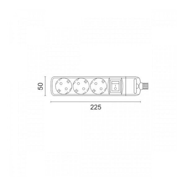 Spot Light 7076 Πολύπριζο 3 Θέσεων με Διακόπτη Χωρίς Καλώδιο Μαύρο - Image 2