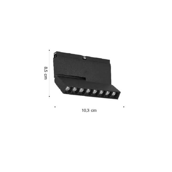 Inlight Γραμμικό φωτιστικό LED 6W 3000K για μαγνητική Mini ράγα σε μαύρη απόχρωση D:10,3cmx8,5cm (TMM0081-Black) - Image 2