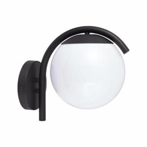 V-TAC 10420 Επιτοίχιο Αδιάβροχο Φωτιστικό 1xE27 με Μαύρο και Οpal Σώμα