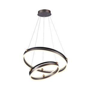 V-TAC 23096 Φωτιστικό Κρεμαστό LED 50W 230V 5850lm 120° IP20 Διπλό Στρογγυλό Ζεστό Λευκό Καφετί Σώμα