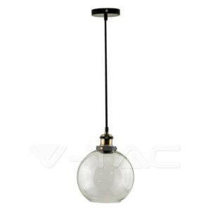 V-TAC 37392 Φωτιστικό Μονόφωτο Κρεμαστό Vintage Γυαλί Διαφανές