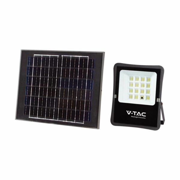V-TAC 6968 LED ηλιακός προβολέας 16W ψυχρό λευκό 6400K με μαύρο σώμα