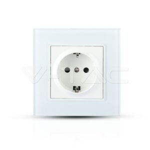 V-TAC 8379 Πρίζα Σούκο Χωνευτή Μονή Πλαστική με Γυάλινο Φινίρισμα Λευκό σώμα