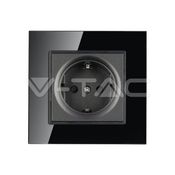 V-TAC 8399 Xωνευτή Πρίζα 16Α σε Μαύρο Γυαλί