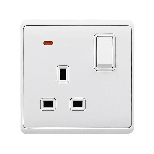 LONDON SINGLE SOCKET WITH 1P BUTTON SWITCH NEON WH - el-Shop.gr