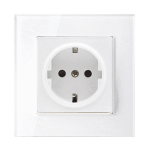 GERMAN TYPE SOCKET 16A GLASS FRAME WHITE+C. BOX