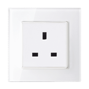 UK TYPE SOCKET 13A GLASS FRAME WHITE