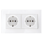 GERMAN DOUBLE SOCKET 16A GLASS FRAME WHITE+C. BOX