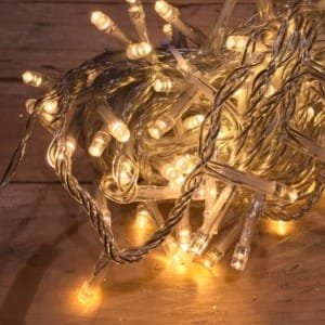 Σειρά Χριστουγέννων 100 LED Επεκτεινόμενα 7m Διάφανο Καλώδιο/Θερμό Χρώμα IP20 220-240V OEM 841201