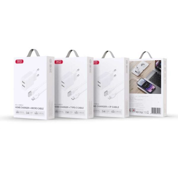 XO L109 (EU) Dual USB-A 2.4A Charger with lightning cable - Image 2