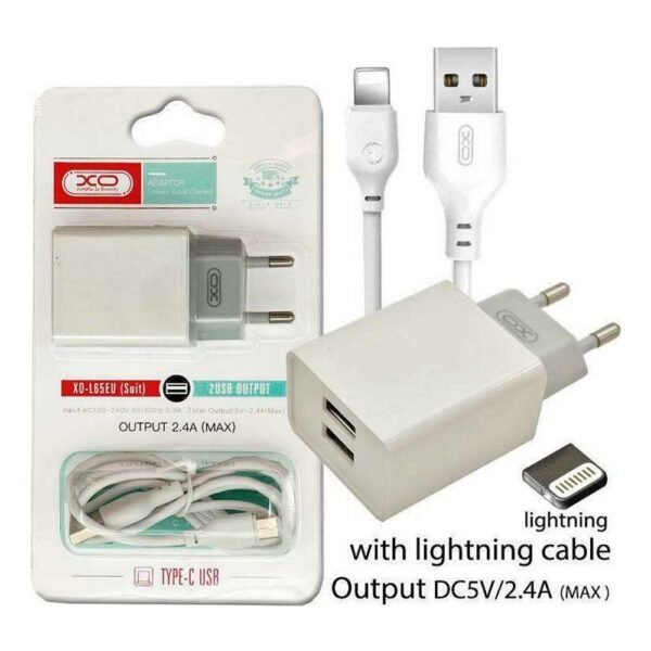 XO L65EU Φορτιστής με Καλώδιο Lightning 2.4A 2xUSB - Image 2