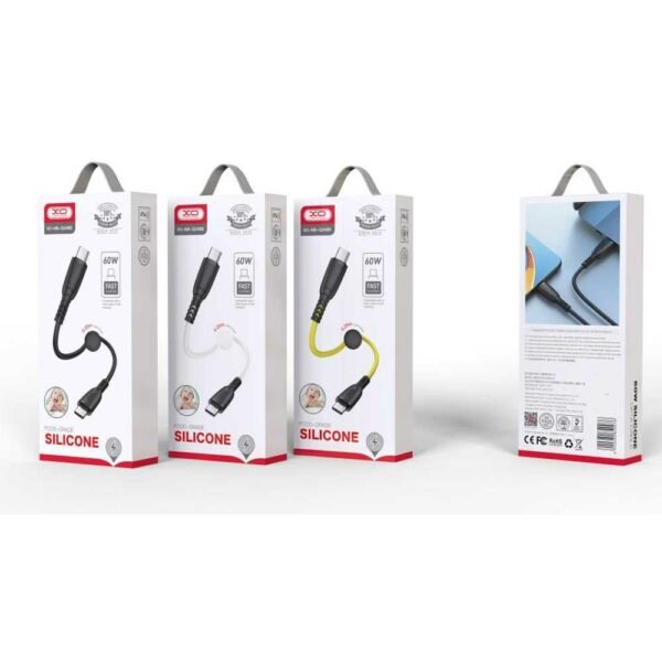XO NB-Q248B Suluo Series Portable Silicone Type-c to Type-C 60W L=25cm Strip Cable White - Image 3