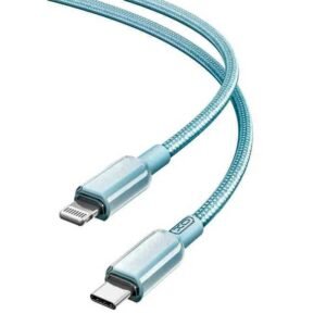 XO NB-Q250A PD 27W Type-C to Lightning PVC Shiny Colorful  Fast Charging Cable Blue