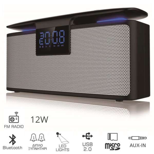 55110582-0081-Akai ABTS-M10 Φορητό ηχείο Bluetooth και διπλό ξυπνητήρι με Aux-In