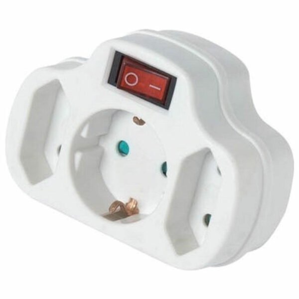Adaptor SQ-GBK-01/01-2B Alfaone σούκο σε σούκο+2απλές με διακόπτη Λευκό