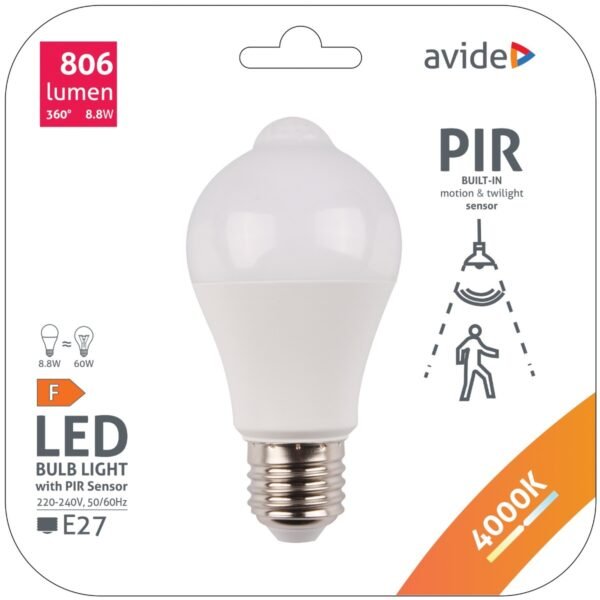 Avide Smart LED Globe A60 8.8W NW 4000K with PIR sensor