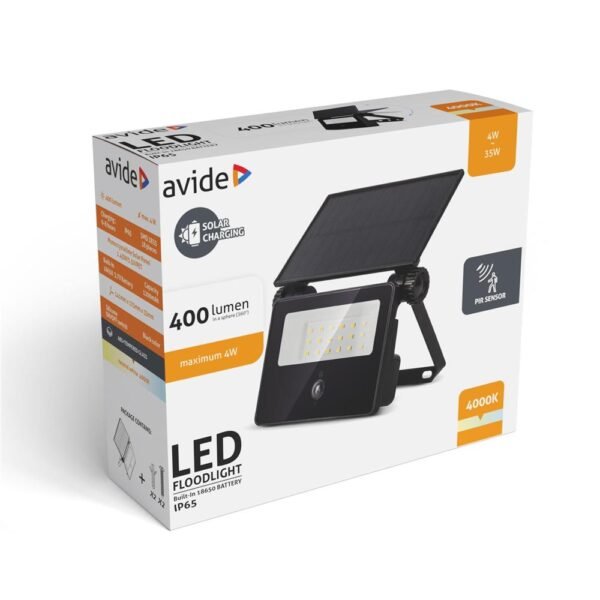Avide 4000K Ηλιακός Προβολέας 400lm με Αισθητήρα PIR - Image 4