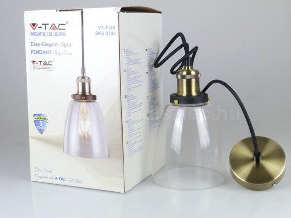 Κρεμαστό Φωτιστικό 1Φ Διάφανο Γυαλί V-TAC 3735 - Image 6
