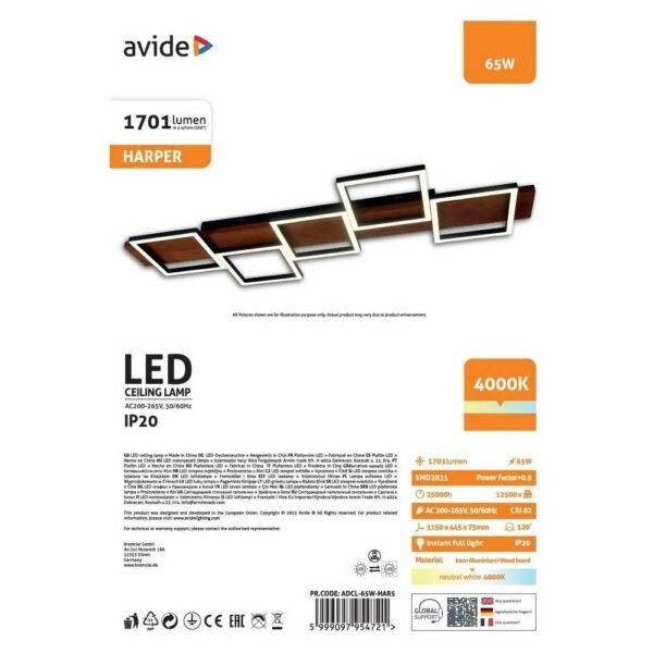 Avide Design Ceiling Lamp Harper-5 65W NW 4000K - Image 2