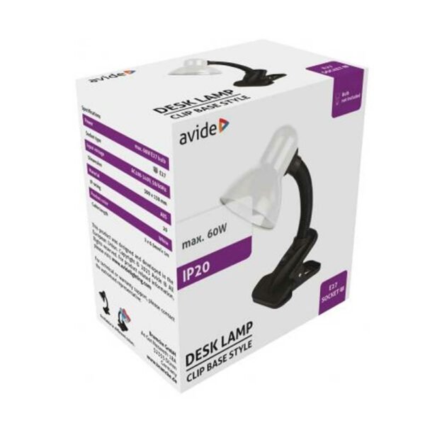Avide Basic Φωτιστικό Γραφείου Κλιπ Λευκό Max 60W - Image 2