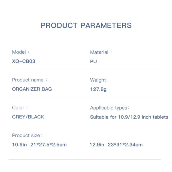 Τσάντα tablet XO CB03 iPad Μαύρη (10.9 ιντσών) - Image 2